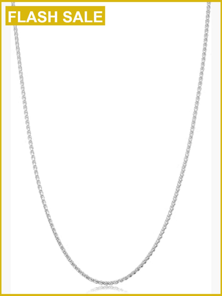 925 Sterling Silver Wheat Chain Necklace 26 Inch Lobster Clasp